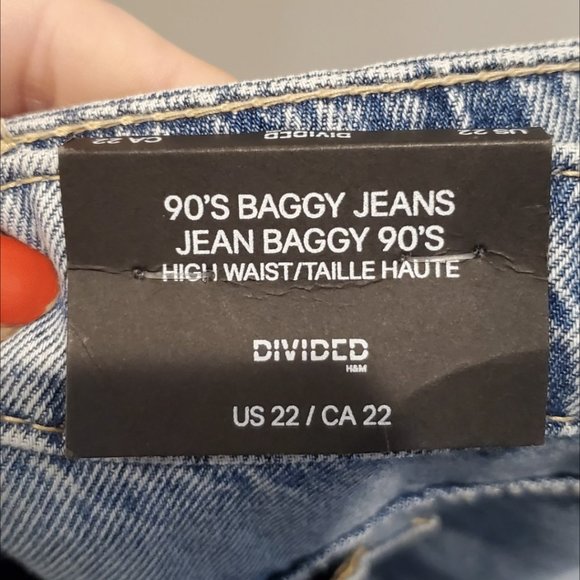 SZ 22 distressed high waist baggy 90s Jeans H&M  NWT - Picture 3 of 3